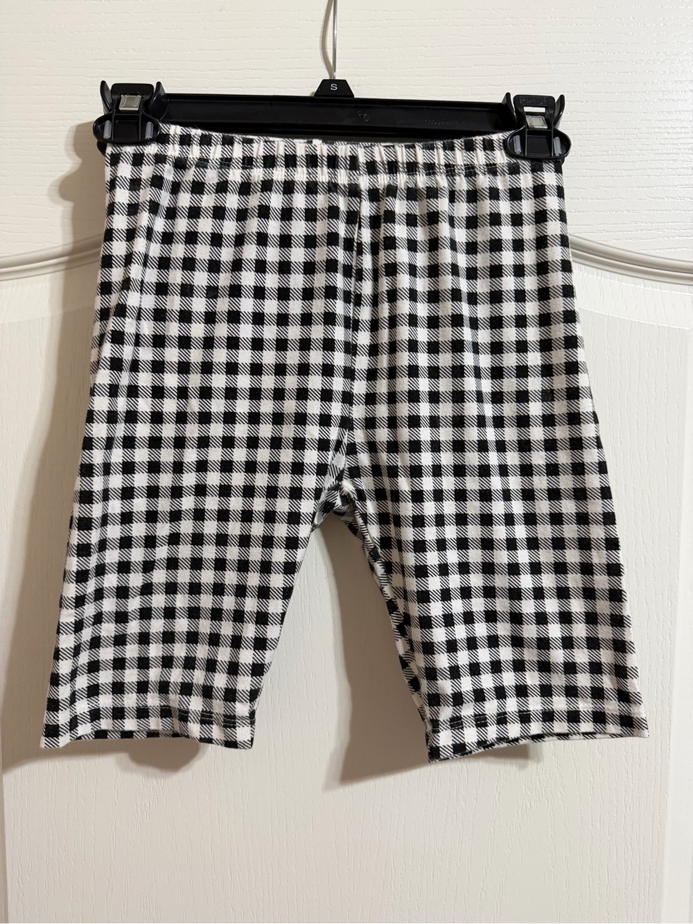 Kids Black & White Gingham Bike Shorts